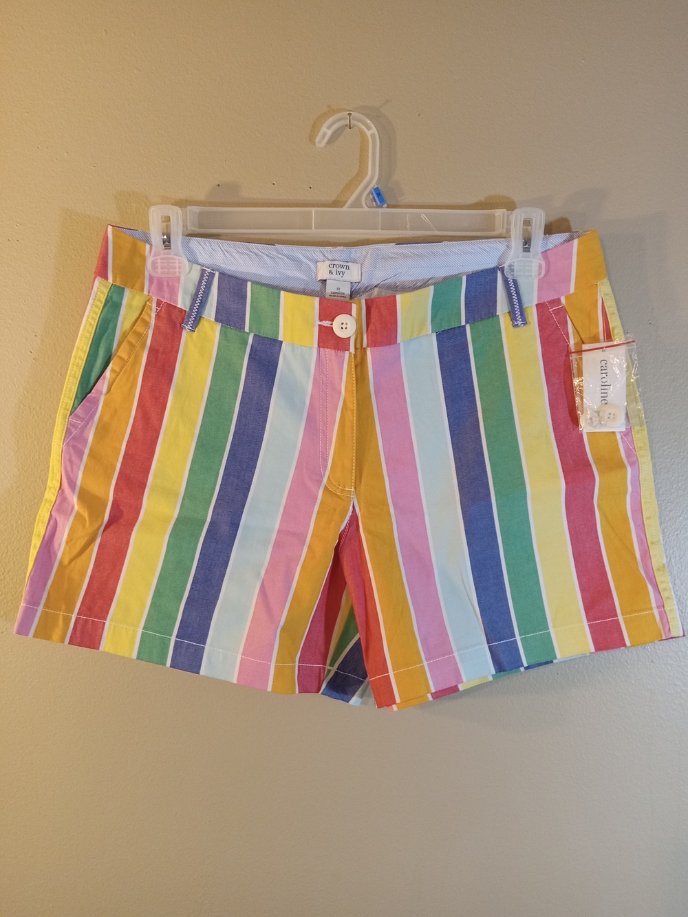 Crown & Ivy Caroline Stripe Cotton Shorts - Multicolor